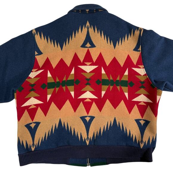 Pendleton High Grade Western Wear Mens 2XL Blue Southwest Zip Up Wool Jacket - Picture 14 of 15